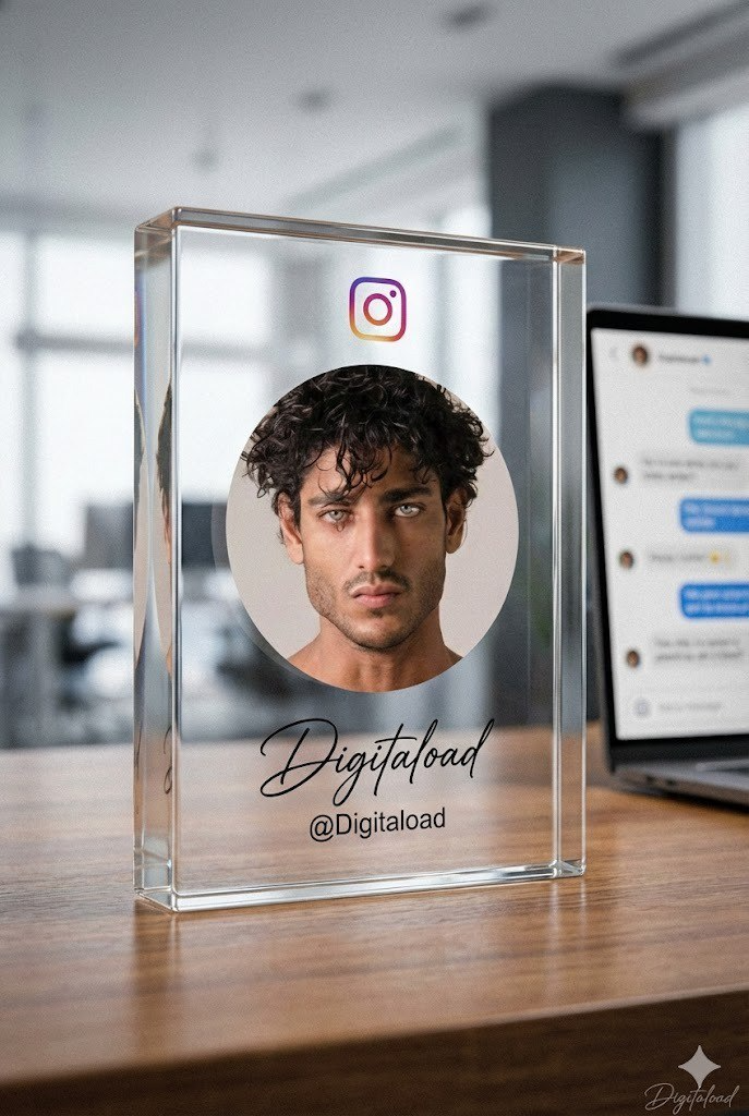 3D Instagram Acrylic Display AI Prompt – Professional Social Media Branding Scene