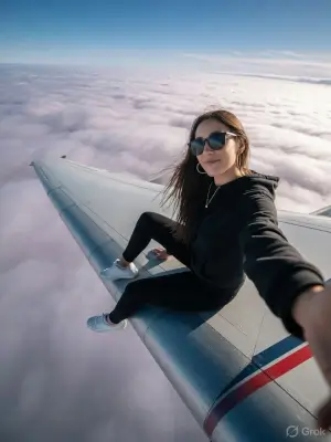 prompt seen Airplane Wing Selfie Adventure gemini ai photo