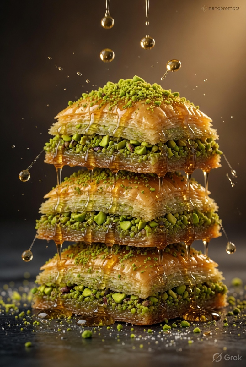 prompt seen Baklava Dessert Series (JSON) ai photo