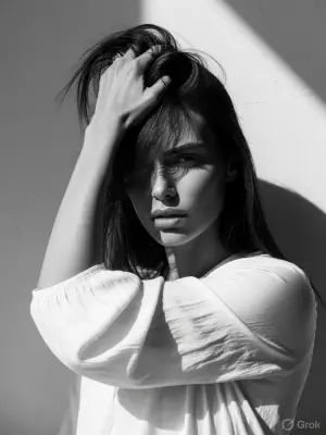 prompt seen Black and White High-Fashion Shadow Play gemini ai photo