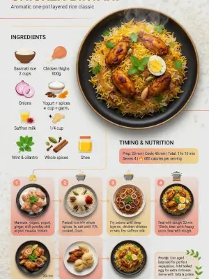 prompt seen Briyani Recipe Infographic ai photo