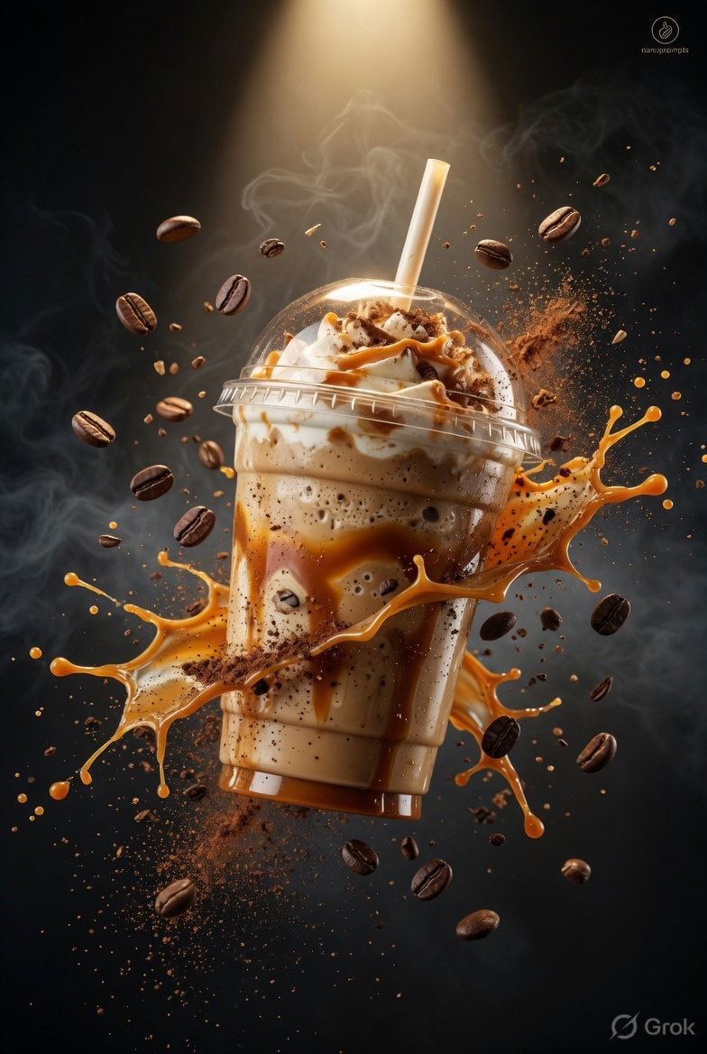 prompt seen Caramel Frappuccino Ad ai photo