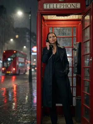 prompt seen Cinematic London Telephone Booth Night gemini ai photo