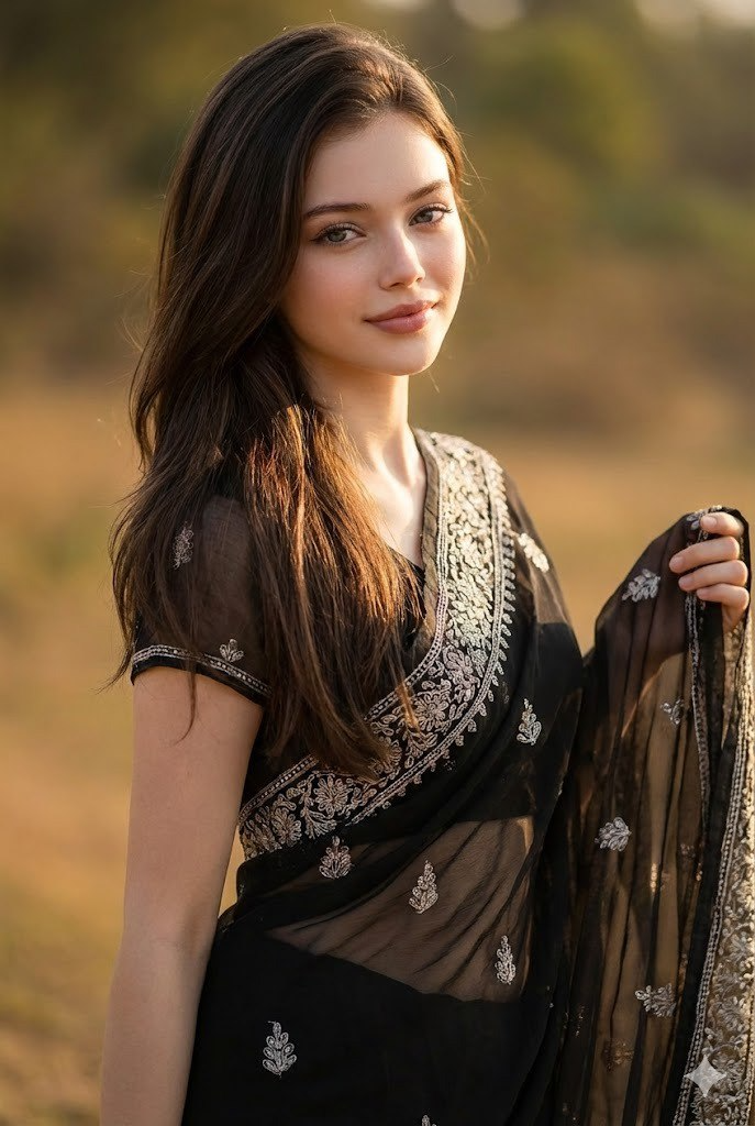 Earthy Tones Sheer Black Saree
