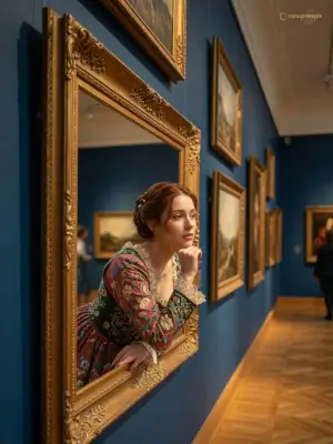 Emerging from Golden Picture Frame