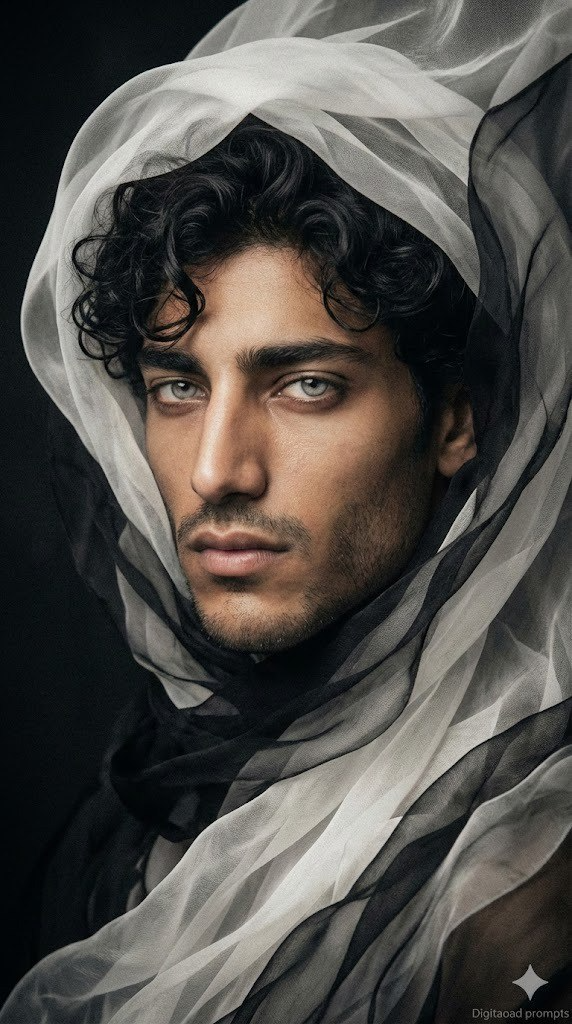 Ethereal Abstract Portrait AI Prompt – Cinematic Fabric Art Photography