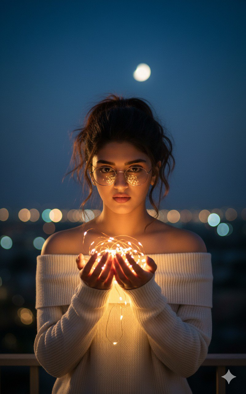 Fairy Lights Glasses Portrait
