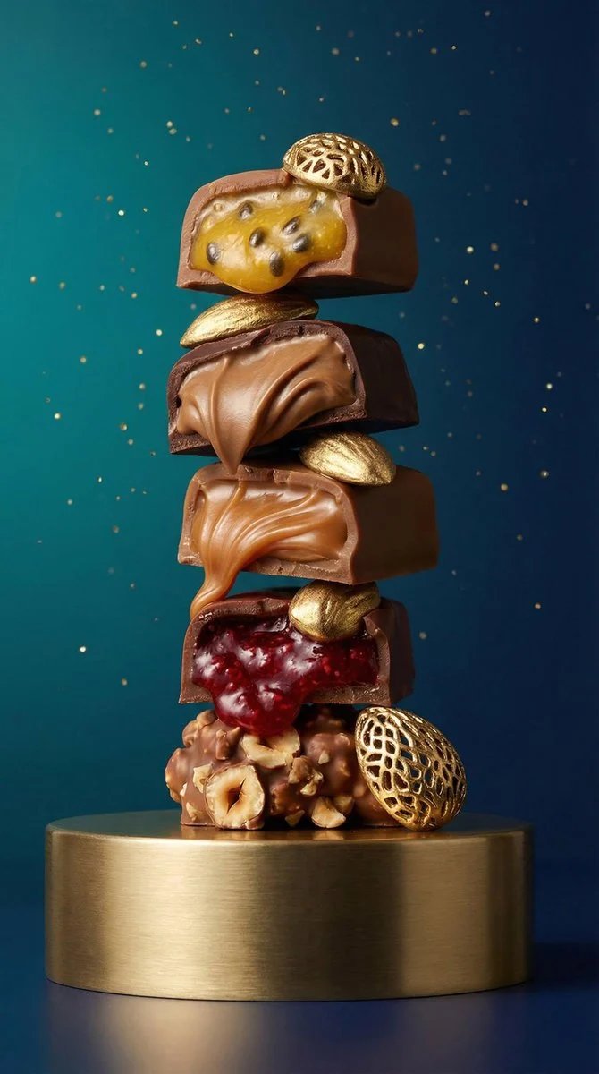 prompt seen Premium AI Prompt: Assorted Praline Tower gemini ai photo