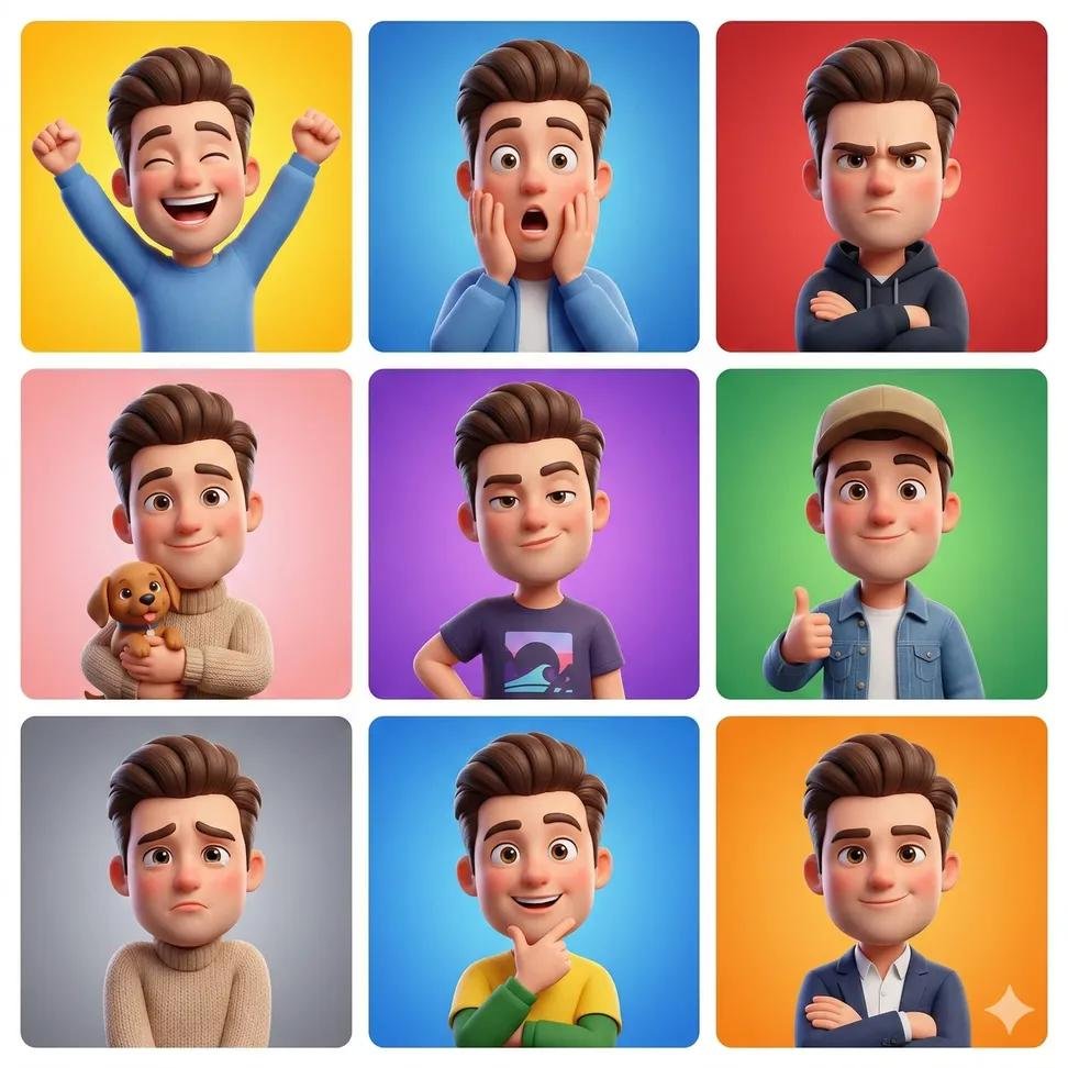 prompt seen Premium AI Prompt: 3d Cartoon Avatar Character Showing Different gemini ai photo
