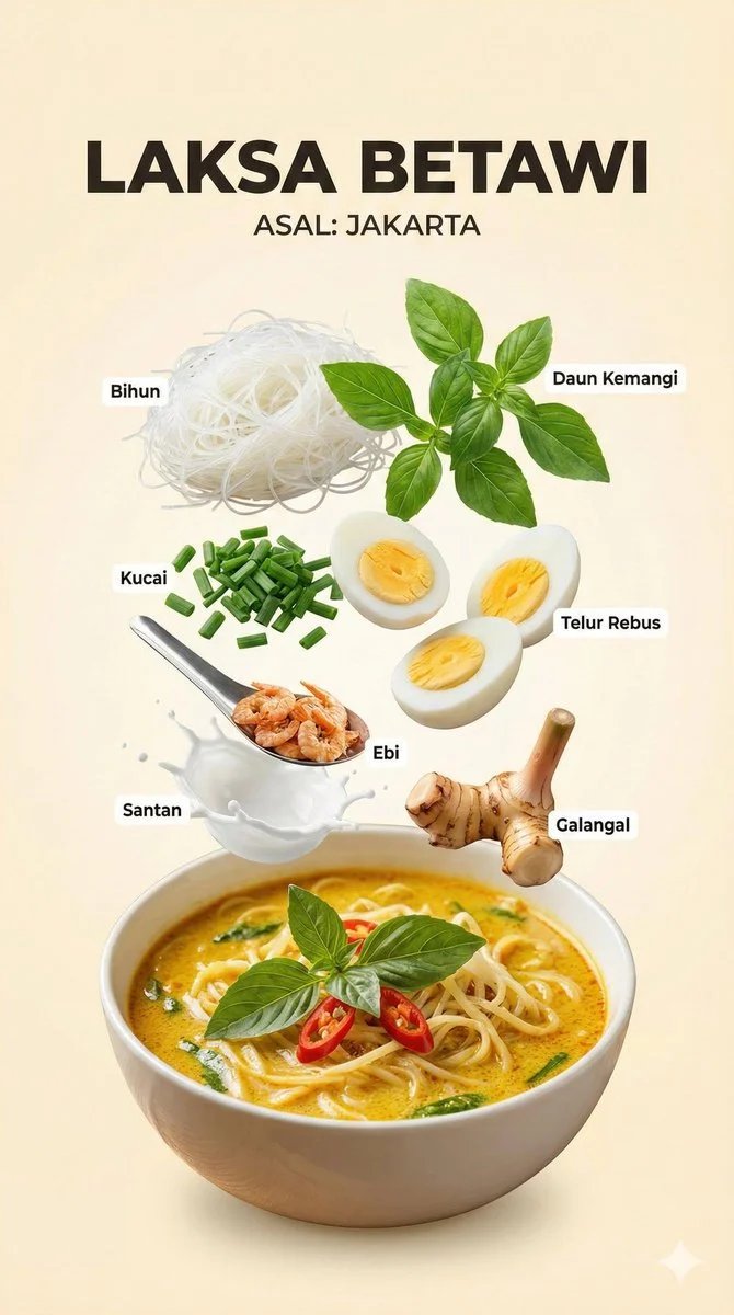 prompt seen Premium AI Prompt: Ultra-realistic Indonesian Traditional Food Infographic Poster ai photo 2