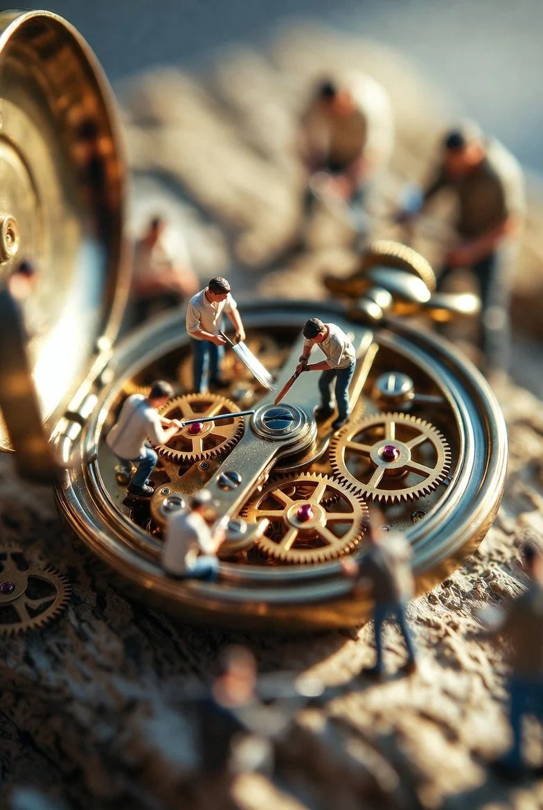 prompt seen Premium AI Prompt: Ultra-realistic Macro Scene Depicting Tiny Restoration gemini ai photo