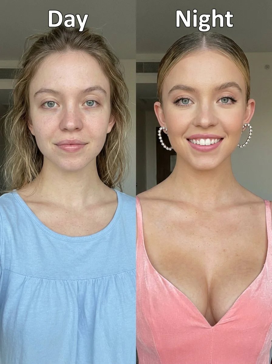 prompt seen Premium AI Prompt: Before-and-after Upper-body Portrait Photo Of Sydney gemini ai photo