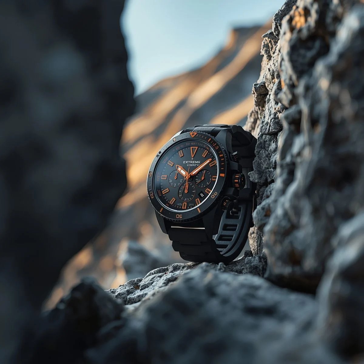 prompt seen Premium AI Prompt: Rugged Matteblack Chronograph Watch gemini ai photo