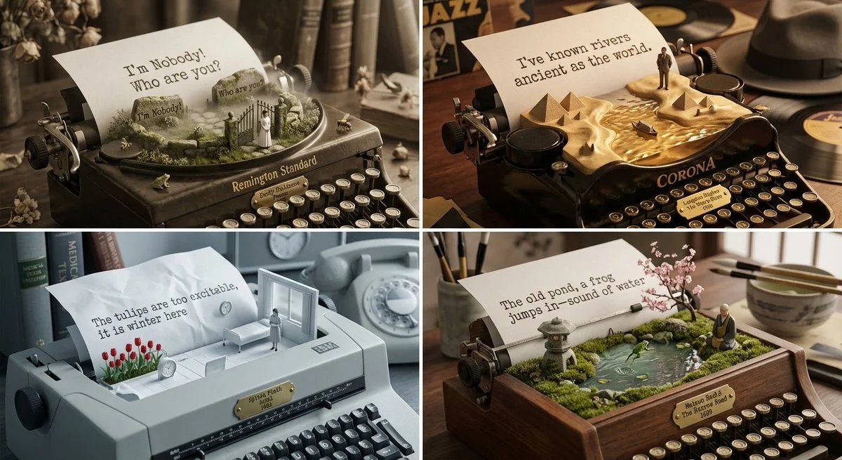 prompt seen Premium AI Prompt: Role Literary Curator & Typewriter Sculptor gemini ai photo