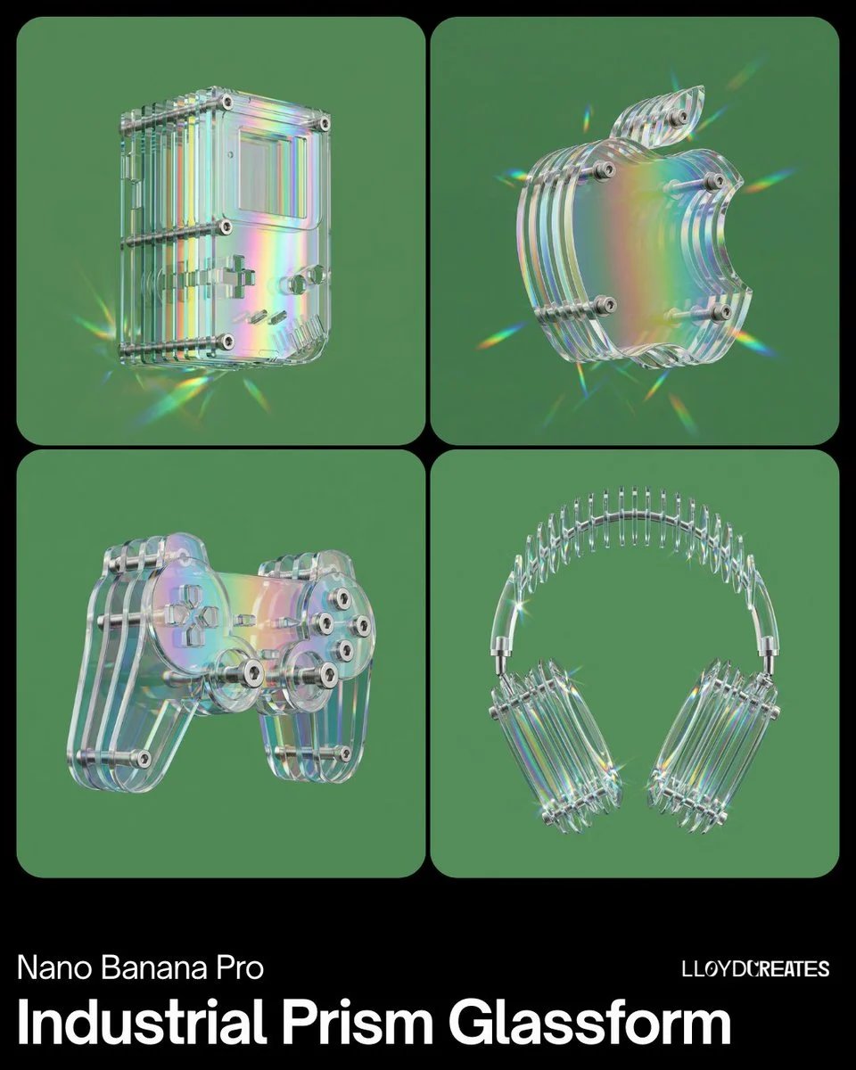 prompt seen Premium AI Prompt: Product Here Prismatic Industrial Minimalism gemini ai photo