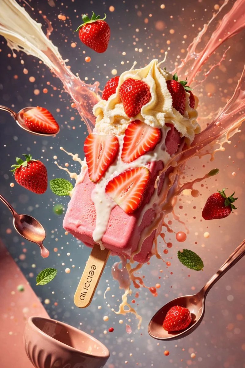 prompt seen Premium AI Prompt: Single Ice Cream Cone Standing Upright Soft Bokeh ai photo 4