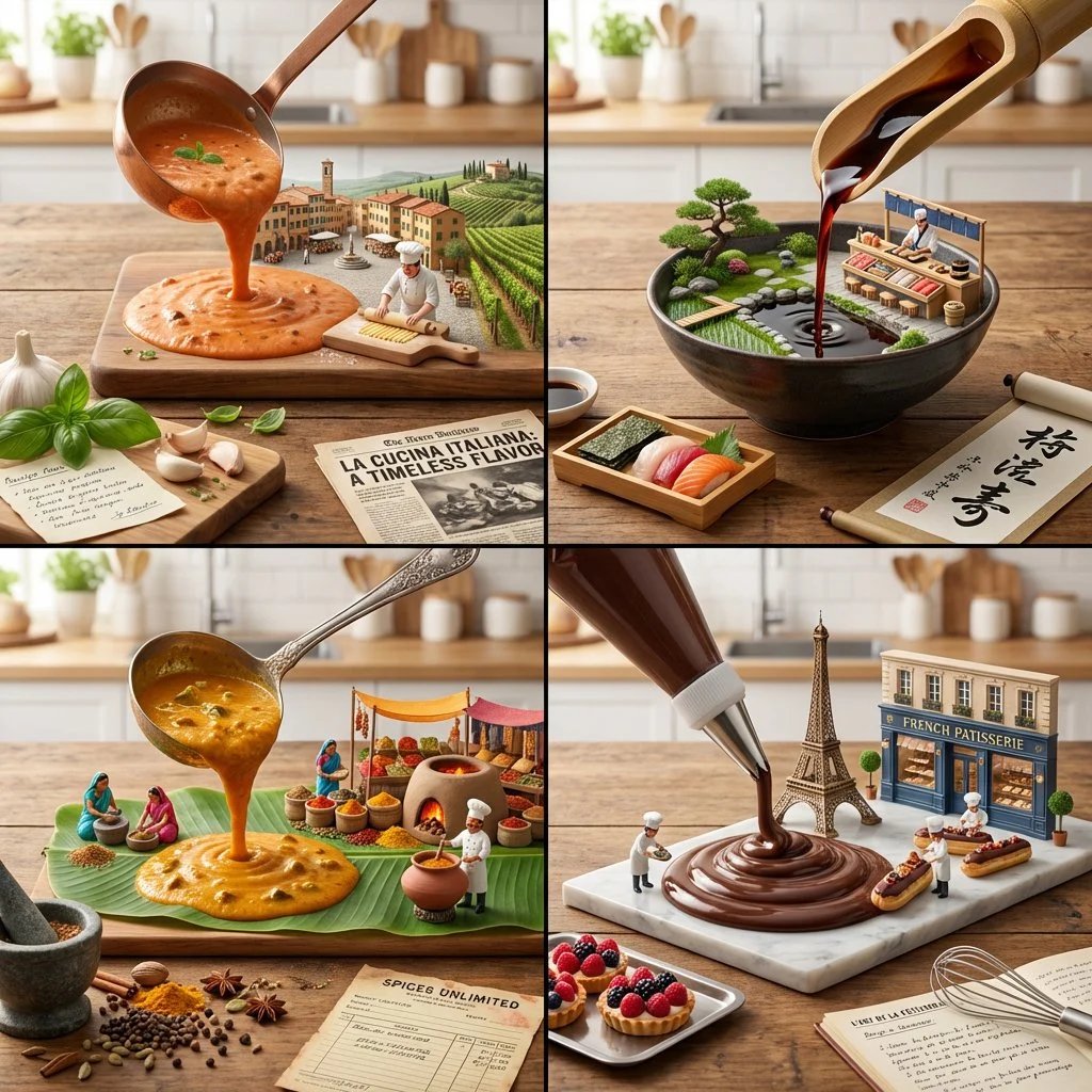 prompt seen Premium AI Prompt: Grid This Famous Cuisines gemini ai photo