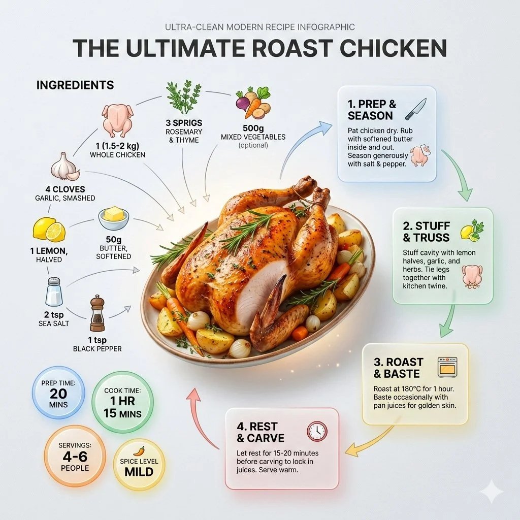 prompt seen Premium AI Prompt: Ultra-clean Modern Recipe Infographic. Showcase Roast gemini ai photo