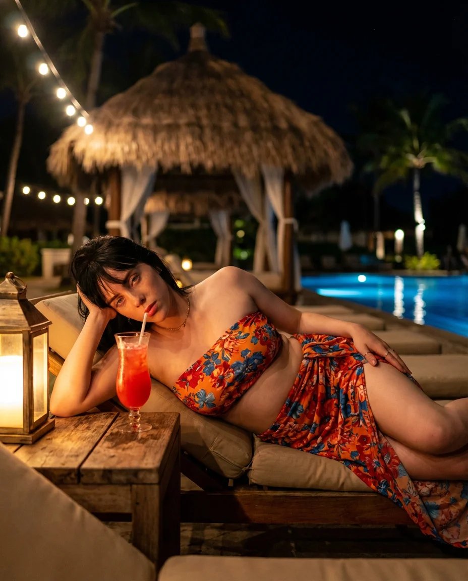 prompt seen Premium AI Prompt: Prompt A Woman Relaxing Poolside ai photo 4