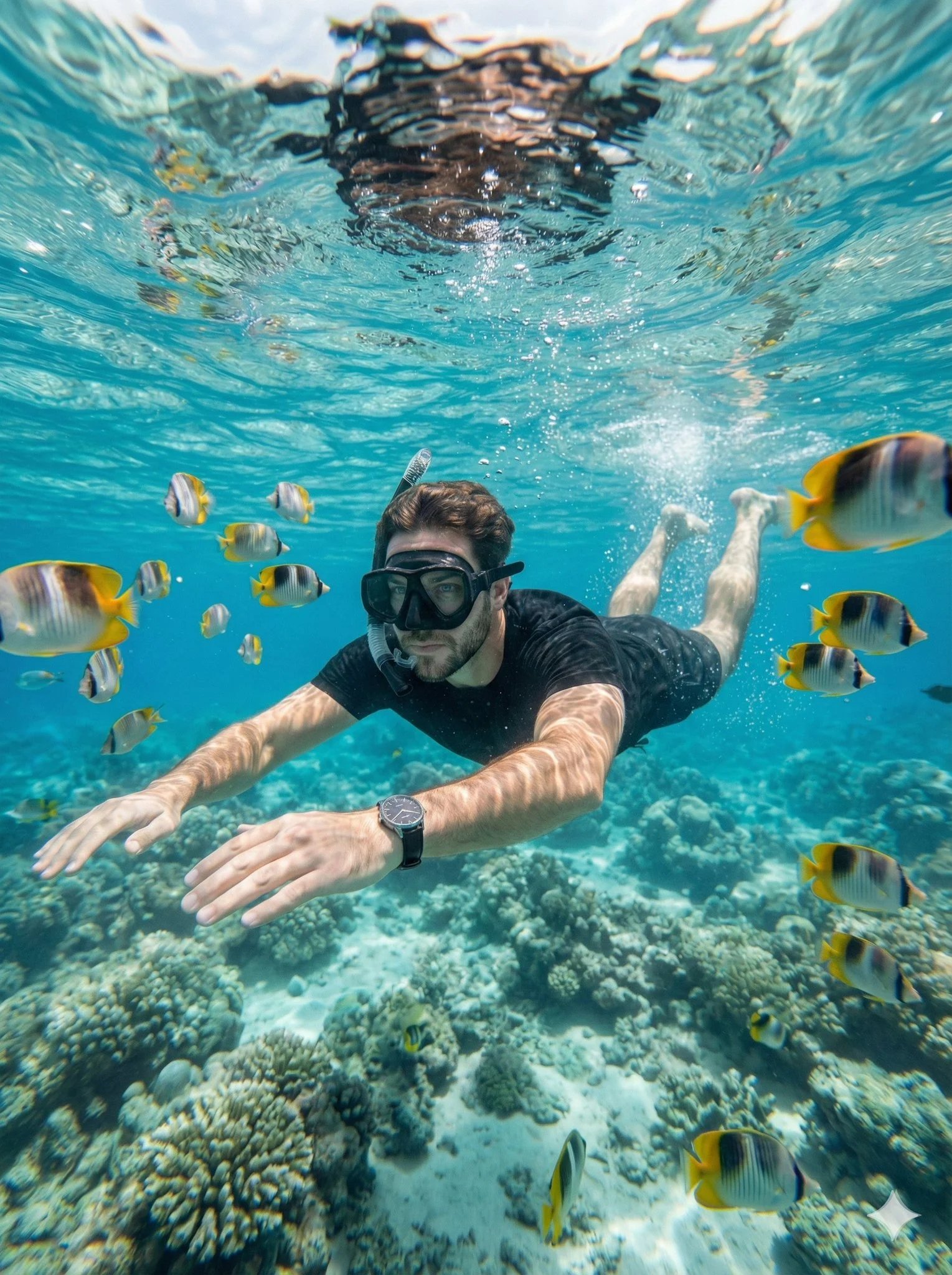 prompt seen Premium AI Prompt: Create A Hyper-realistic Underwater Close-range Portrait gemini ai photo