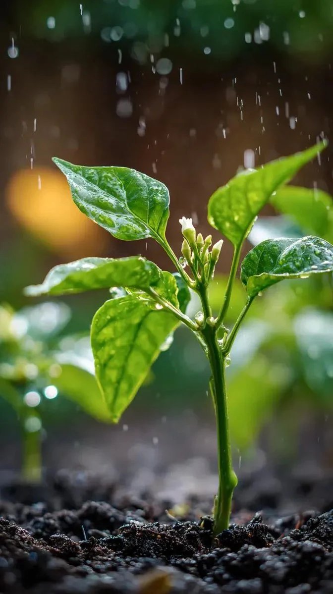 prompt seen Premium AI Prompt: A Small Chili Plant With Glossy gemini ai photo