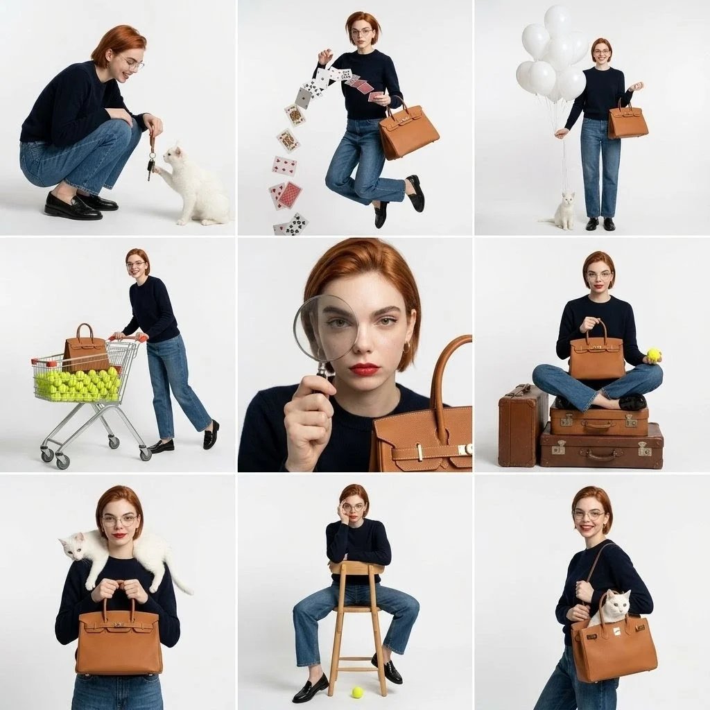 prompt seen Premium AI Prompt: Studio Fashion Collage Grid gemini ai photo