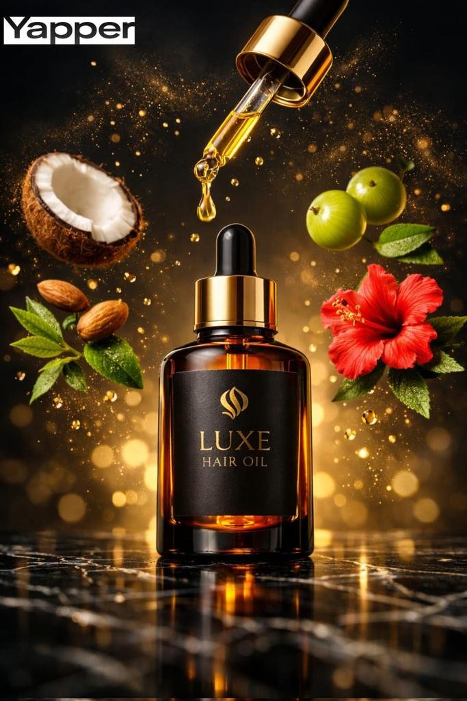 prompt seen Premium AI Prompt: Luxurious Branded Herbal Hair Oil gemini ai photo