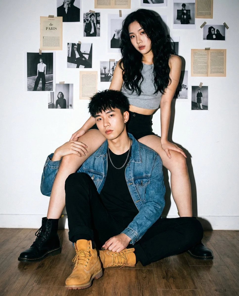 prompt seen Premium AI Prompt: Young Asian Couple Cooledgy