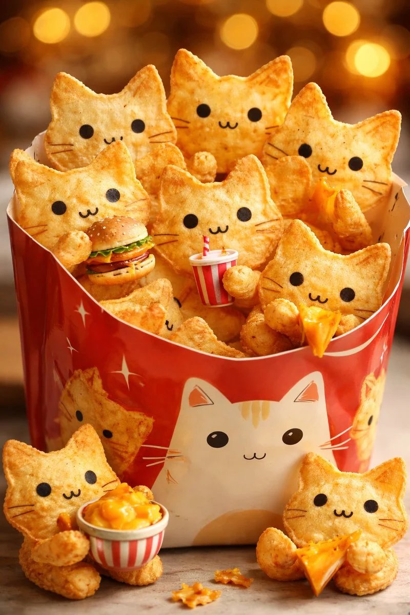 prompt seen Premium AI Prompt: Cat-shaped Tortilla Chips Warm Cinematic Lighting ai photo 3
