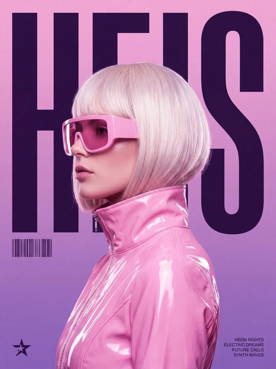 prompt seen Premium AI Prompt: Stylized Retrofuturistic Music Poster ai photo 2