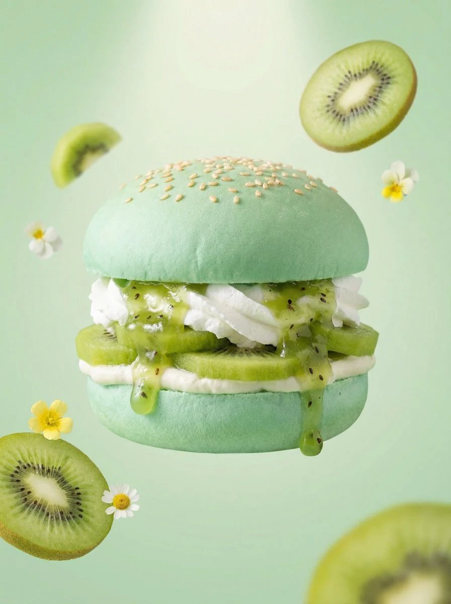 prompt seen Premium AI Prompt: Hyperrealistic Fruit Dessert Burger ai photo 2