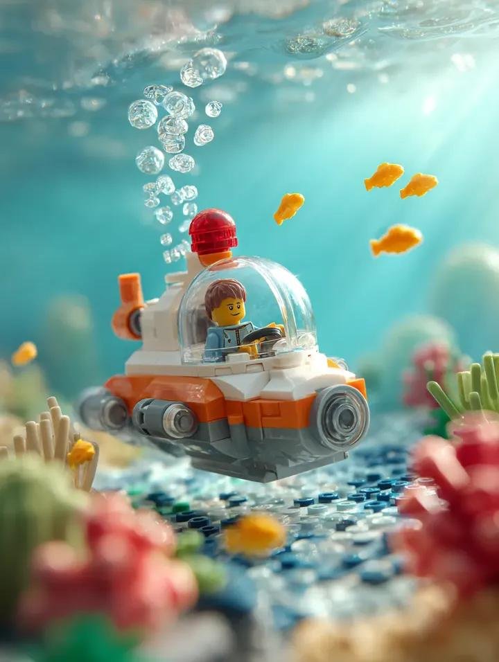 prompt seen Premium AI Prompt: Surrounding The Submarine Are Multiple Small gemini ai photo