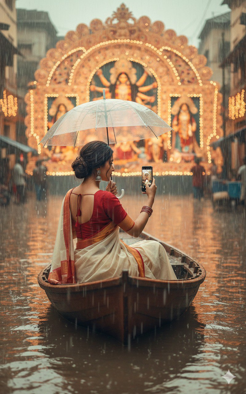 Kolkata Boat Durga Puja Portrait