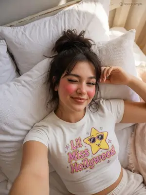 prompt seen Lil Miss Hollywood Pillow Selfie gemini ai photo