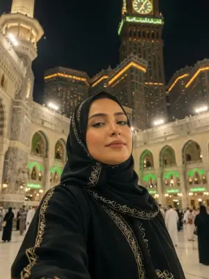 prompt seen Makkah Clock Tower Spiritual Night gemini ai photo