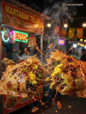 prompt seen Martabak Telur Macro ai photo