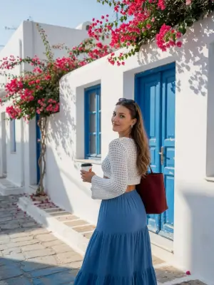 prompt seen Mediterranean Summer Bohemian Stroll gemini ai photo
