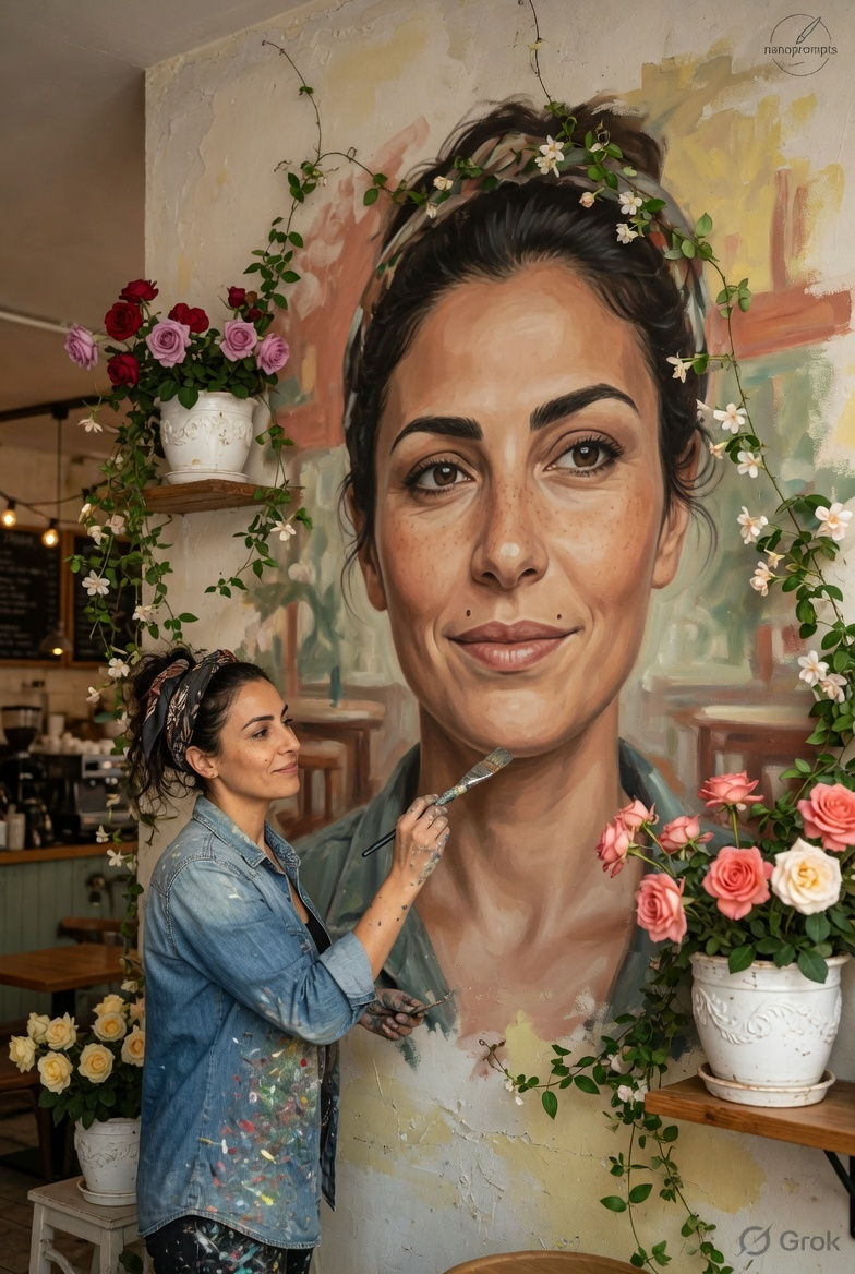 prompt seen Mural Painter Self-Portrait ai photo