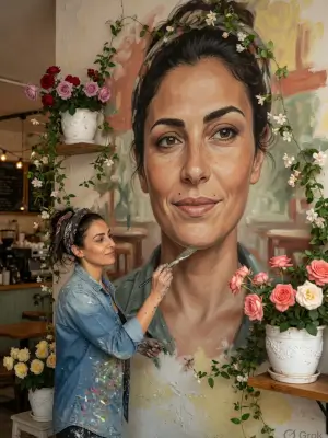 prompt seen Mural Painter Self-Portrait gemini ai photo
