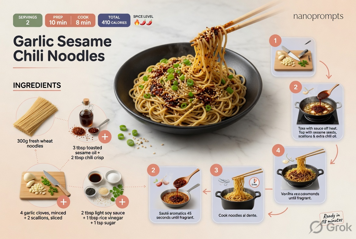 prompt seen Noodles Recipe Infographic ai photo