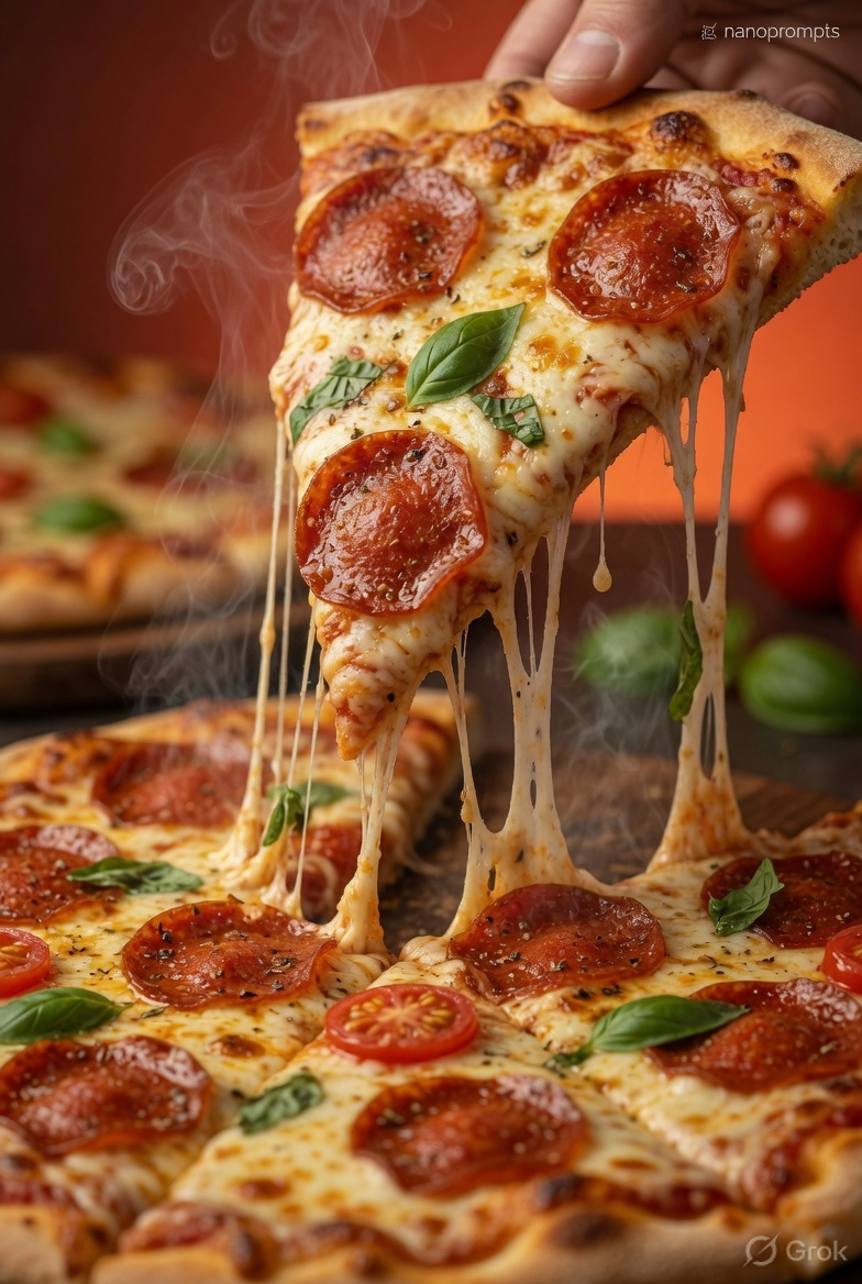 prompt seen Pizza Slice Pull Cinematic ai photo