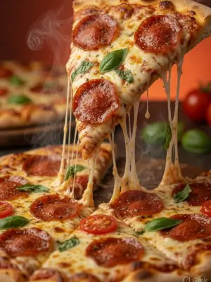 prompt seen Pizza Slice Pull Cinematic ai photo