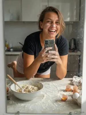 Playful Flour Kitchen Mirror Selfie