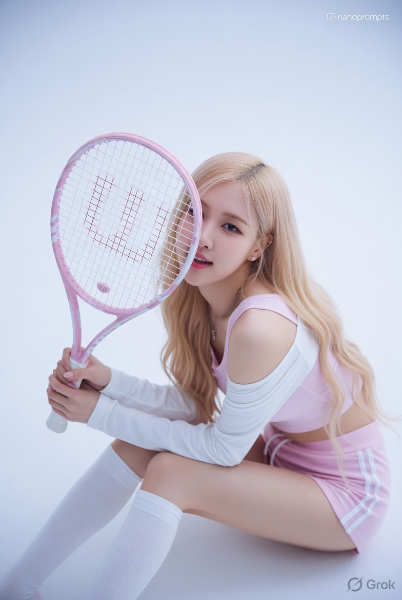 prompt seen Playful Tennis Racket Portrait ai photo