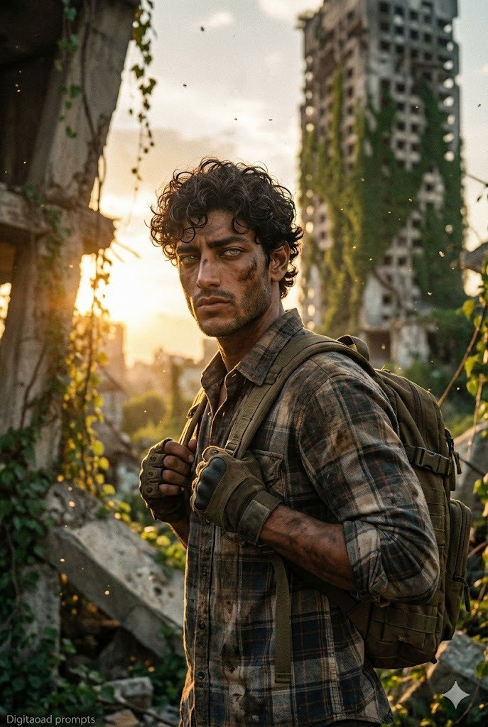 Post-Apocalyptic Survivor AI Prompt – Cinematic Last of Us Style Portrait