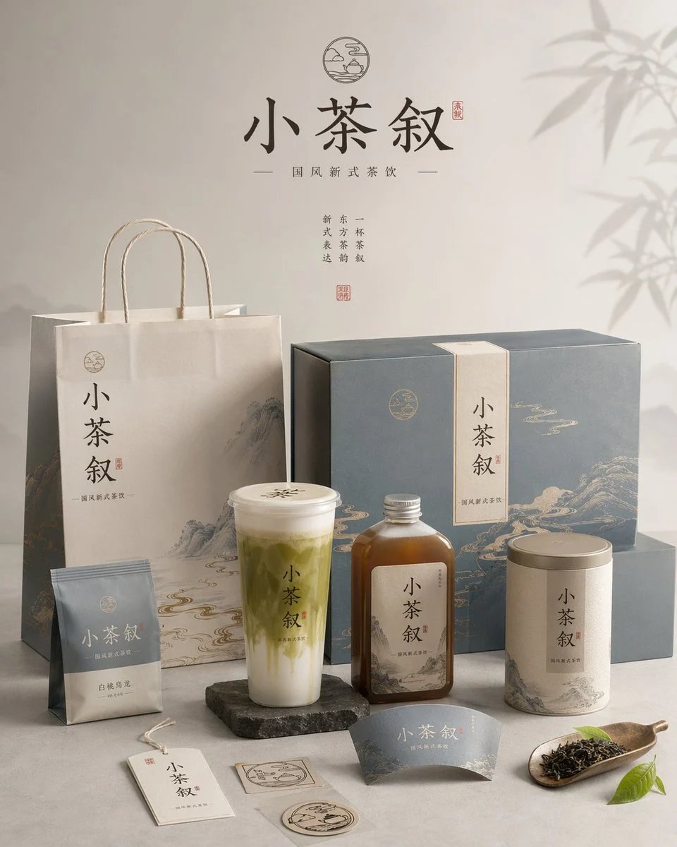 prompt seen Premium AI Prompt: 请为品牌品牌名称、类目为品牌类目创作一张高审美、高完成度的「品牌包装系统展示图」。这不是普通电商白底图，也不是单一产品图，而是一张具有品牌提案感、视觉识别系统感和商业摄影质感的包装家族陈列效果图。画面需要体现“同一品牌在多个包装载体上的统一落地”，呈现一个成熟消费品牌的完整包装系统。 【画幅要求】整体必须为固定 4 5 的竖版海报构图，画面方向明确为纵向，禁止生成横版构图、宽幅桌面陈列或过于分散的横向展示。整体构图需符合海报阅读逻辑：上方保留呼吸感，中部为品牌包装系统 ai photo 4