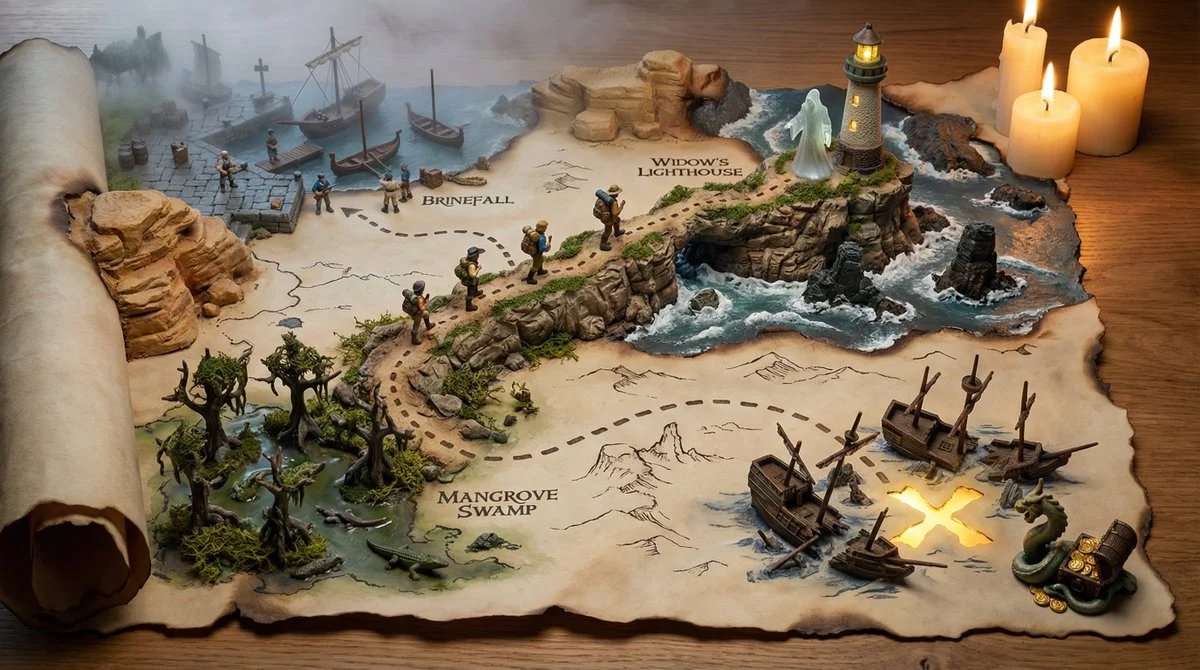 prompt seen Premium AI Prompt: A Hand-drawn Treasure Map On Aged ai photo 2