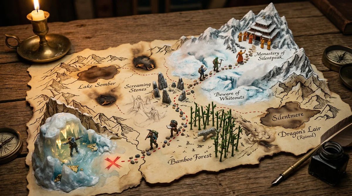prompt seen Premium AI Prompt: A Hand-drawn Treasure Map On Aged ai photo 3