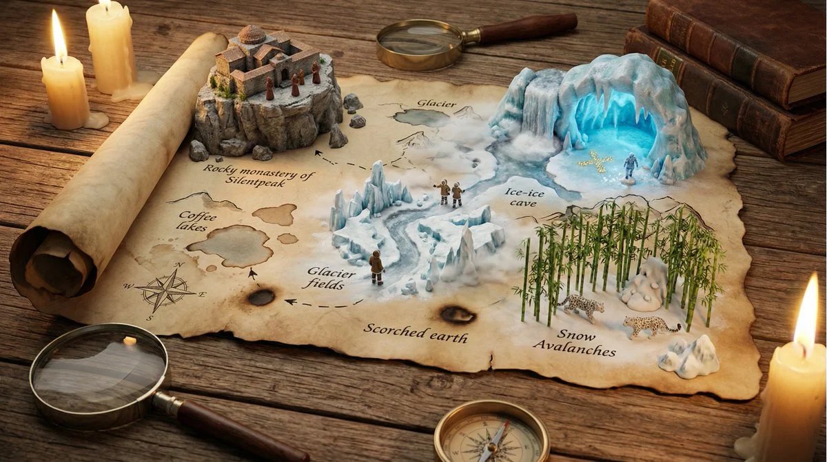 prompt seen Premium AI Prompt: A Hand-drawn Treasure Map On Aged ai photo 4