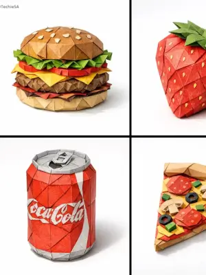 prompt seen Premium AI Prompt: A Hyper-detailed Origami Food Item Folded gemini ai photo